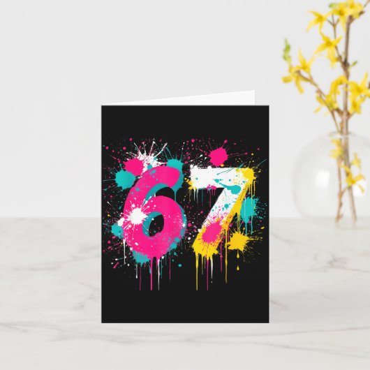 Carte 67 Meme Drip Spray Paint Six Seven 80s Bright Colo (Fleur jaune)