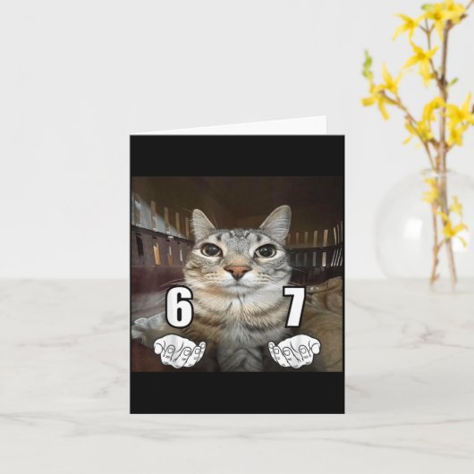 Carte 67 Meme Funny Cat Six Seven Meme 6 7  (Fleur jaune)