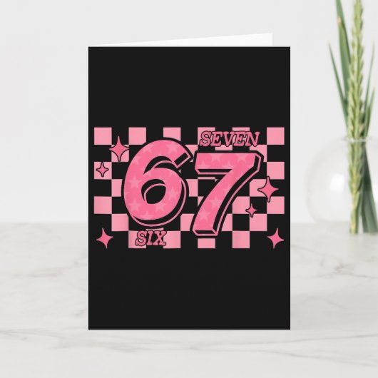 Carte 67 Meme Six Seven À Damier (Devant)