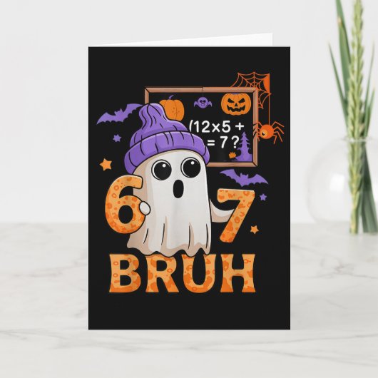 Carte 67 Professeur Halloween Fantôme Six Sept Mème Math (Devant)