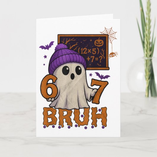 Carte 67 Professeur Halloween Fantôme Six Sept Mème Math (Devant)
