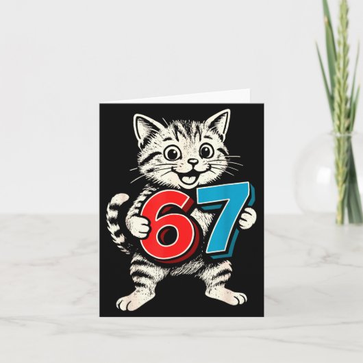 Carte 67 Six Seven 6 7 Chat Drôle (Devant)