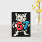 Carte 67 Six Seven 6 7 Chat Drôle (Fleur jaune)