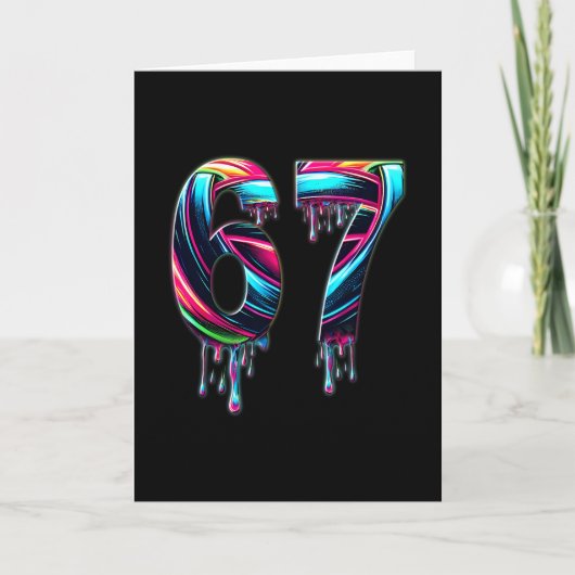Carte 67 Six Seven 6 7 Conception de Mème Drôle 6 7  (Devant)