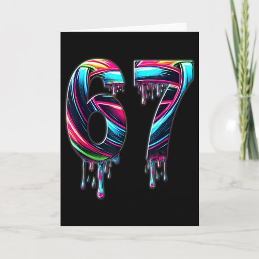 Carte 67 Six Seven 6 7 Création de Mème Drôle 6 7  (Devant)