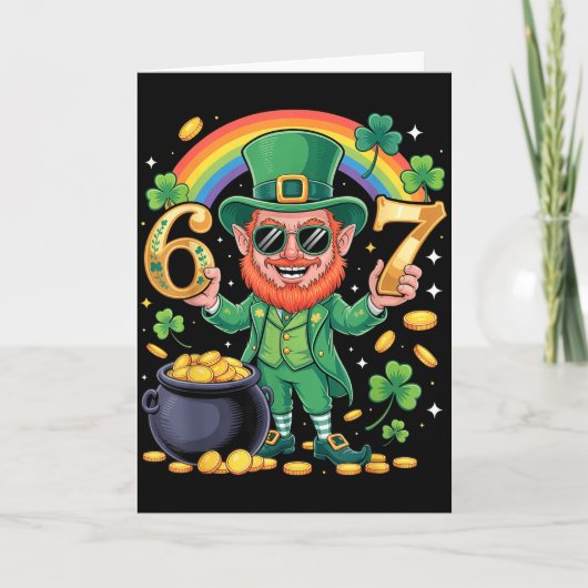 Carte 67 Six Seven Drôle 6 7 Mème Saint-Patrick Leprec (Devant)