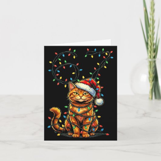 Carte 67 Tabby Orange Cat Christmas Santa Hat Six Seven  (Devant)