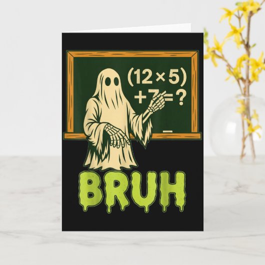 Carte 67 Teacher Halloween Ghost Six Seven Meme Brainrot (Fleur jaune)