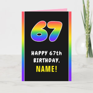 Carte 67e anniversaire : Arc-en-ciel coloré # 67, Nom pe