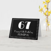 Carte 67e anniversaire ~ Art Déco Inspiré "67", Nom (Fleur jaune)