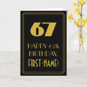 Carte 67e anniversaire - Art Déco Inspiré Look "67" & No (Fleur jaune)