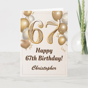 Carte 67e anniversaire Ballons d'or et Confetti Annivers