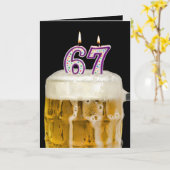 Carte 67e anniversaire Bière sur noir (Fleur jaune)