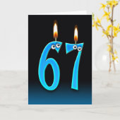 Carte 67e anniversaire bougies (Fleur jaune)