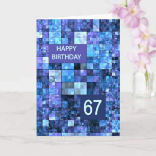 Carte 67e anniversaire, Carrés bleus,