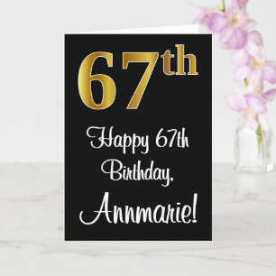 Carte 67e anniversaire ~ Elégant Luxueux Faux Gold Look