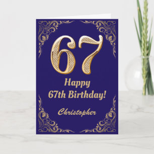 Carte 67e anniversaire Marine Parties scintillant bleu e