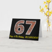 Carte 67e anniversaire - Motif de mur de briques "67" av (Fleur jaune)