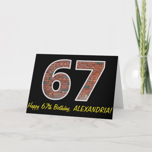 Carte 67e anniversaire - Motif de mur de briques "67" av (Devant)
