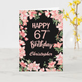 Carte 67e anniversaire Peach rose aquarelle Floral Noir (Fleur jaune)