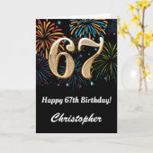 Carte 67e anniversaire Rainbow Fireworks noir et or (Fleur jaune)