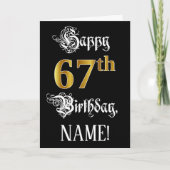 Carte 67e anniversaire — Script fantaisie; look or Faux; (Devant)