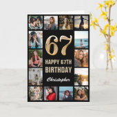Carte 67e Joyeux Anniversaire Black and Gold Photo Colla (Fleur jaune)