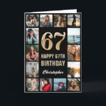 Carte 67e Joyeux Anniversaire Black and Gold Photo Colla<br><div class="desc">67th Happy Birthday Black and Gold Photo Collage Birthday Card. Pour plus de personnalisation,  cliquez sur le bouton "Customiser" et utilisez notre outil de conception pour modifier ce modèle.</div>