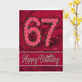 Carte 67ème anniversaire avec rose et feuille (Fleur jaune)
