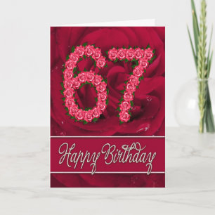 Carte 67ème anniversaire avec rose et feuille