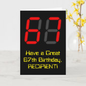 Carte 67ème anniversaire : Rouge Digital Horloge Style " (Fleur jaune)