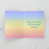 Carte 67th Birthday — Fun Cake & Candles, w/ Custom Name (Intérieur)