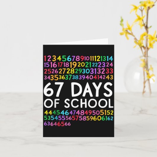 Carte 67th Day Of School Teacher Kids 67 Math Numbers 10 (Fleur jaune)
