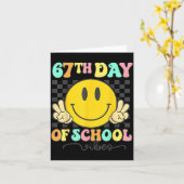 Carte 67th Day Of School Vibes Groovy Smile Face 67 Six  (Fleur jaune)
