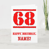 Carte 68e anniversaire : Amusant, Timbre en caoutchouc r (Devant)