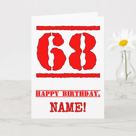 Carte 68e anniversaire : Amusant, Timbre en caoutchouc r (Petite plante)