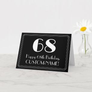 Carte 68e Anniversaire ~ Apparence inspirée d'Art Déco "