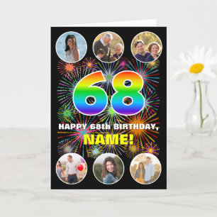Carte 68e anniversaire : Arc en ciel amusant #, Nom pers