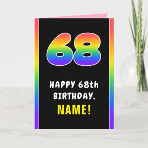 Carte 68e anniversaire : Arc-en-ciel coloré # 68, Nom pe