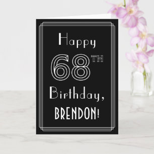 Carte 68e anniversaire : Art Déco Style # 68 & Nom perso
