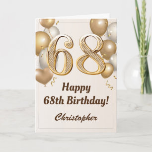 Carte 68e anniversaire Ballons d'or et Confetti Annivers