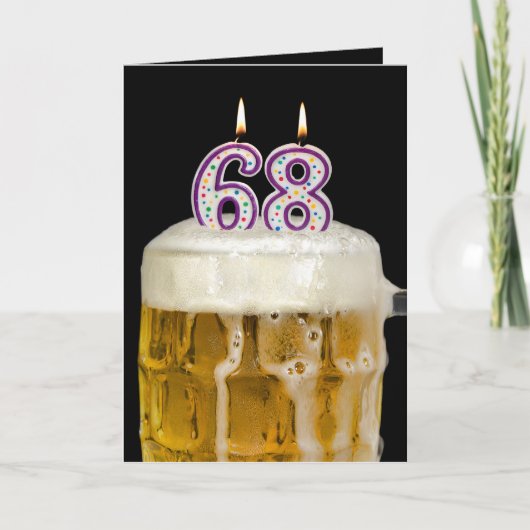 Carte 68e anniversaire Bière en noir (Devant)