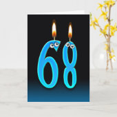 Carte 68e anniversaire bougies (Fleur jaune)