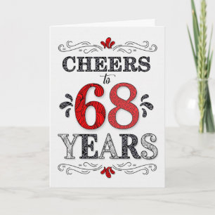 Carte 68e anniversaire Cheers en Motif noir blanc rouge