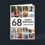 Carte 68e anniversaire Collage photo 13 photos noir blan<br><div class="desc">68e Joyeux Anniversaire Photo Collage 13 Photos Carte d'Anniversaire Noir et Blanc pour n'importe quel âge. 1er 13ème 15ème 16ème 18ème 20ème 21ème 30ème 40ème 50ème 60ème 70ème 80ème 90ème 100ème, tout âge. Pour plus de personnalisation, cliquez sur le bouton "Customiser" et utilisez notre outil de conception pour modifier ce...</div>