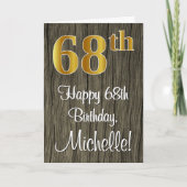Carte 68e anniversaire : Elégant Faux Gold Look #, Faux  (Devant)