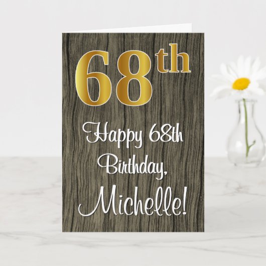 Carte 68e anniversaire : Elégant Faux Gold Look #, Faux  (Petite plante)