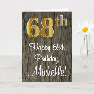 Carte 68e anniversaire : Elégant Faux Gold Look #, Faux 