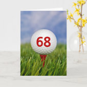 Carte 68e anniversaire Golf Ball on Red Tee (Fleur jaune)