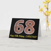 Carte 68e anniversaire - Motif de mur de briques "68" av (Fleur jaune)